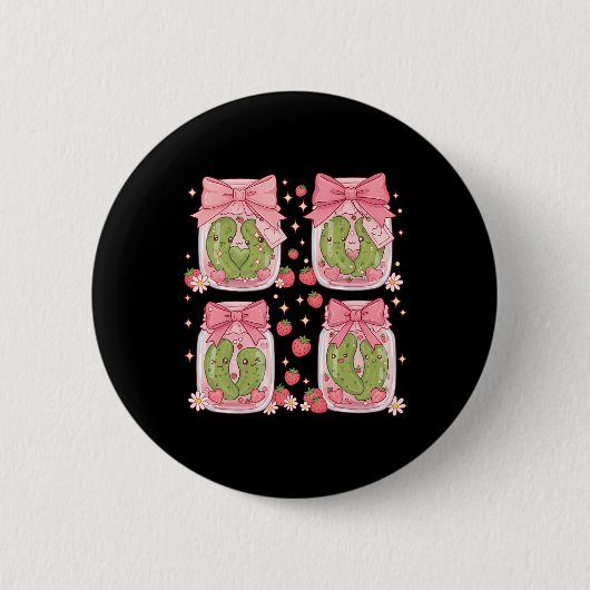Kawaii eingelegter süßer Erdbeeren-Pickles-Glas Va Button (Vorderseite)