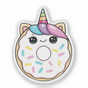 Kawaii-Einhorn-Donut Aufkleber