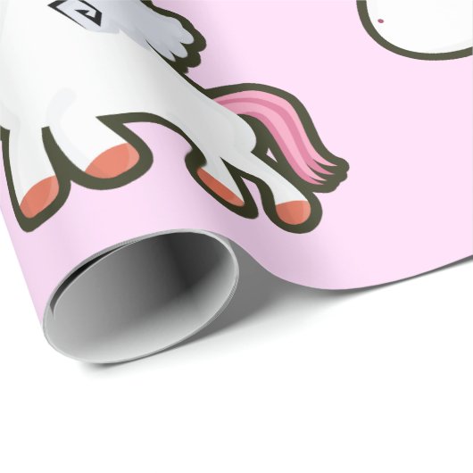 Kawaii Einhorn Geschenkpapier (Rolleneckpunkt)