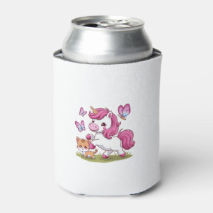 Kawaii-Einhorn mit Katze und Schmetterlingen Langa Dosenkühler