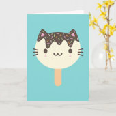 Kawaii Eis-Amigo-Katze Karte (Gelbe Blume)