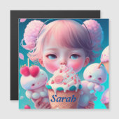 Kawaii Eis Girl Card Magnetkarte (Vorne/Hinten)