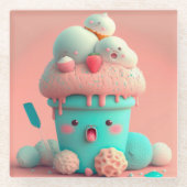 Kawaii-Eis Glasuntersetzer (Vorderseite)