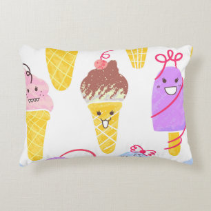 Kawaii Eis, niedlich, nahtlos. Dekokissen