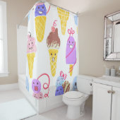 Kawaii Eis, niedlich, nahtlos. Duschvorhang (Beispiel)