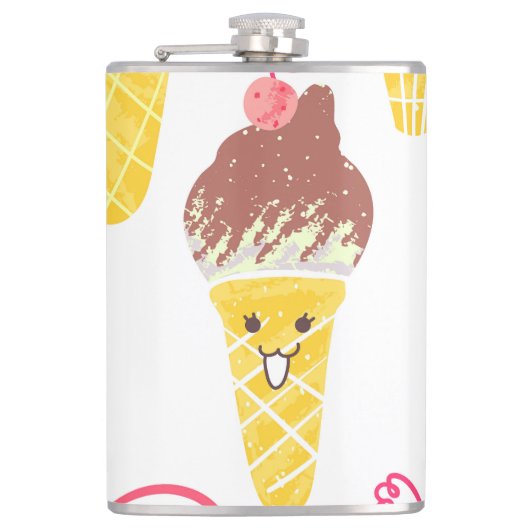 Kawaii Eis, niedlich, nahtlos. Flachmann (Vorderseite)
