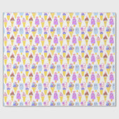 Kawaii Eis, niedlich, nahtlos. Geschenkpapier (Flach)