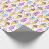 Kawaii Eis, niedlich, nahtlos. Geschenkpapier (Ecke)