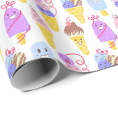 Kawaii Eis, niedlich, nahtlos. Geschenkpapier (Rolleneckpunkt)