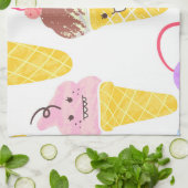 Kawaii Eis, niedlich, nahtlos. Geschirrtuch (Gefaltet)