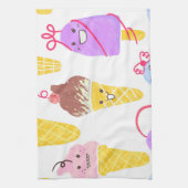 Kawaii Eis, niedlich, nahtlos. Geschirrtuch (Vertikal)