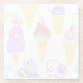 Kawaii Eis, niedlich, nahtlos. Glasuntersetzer (Rückseite)