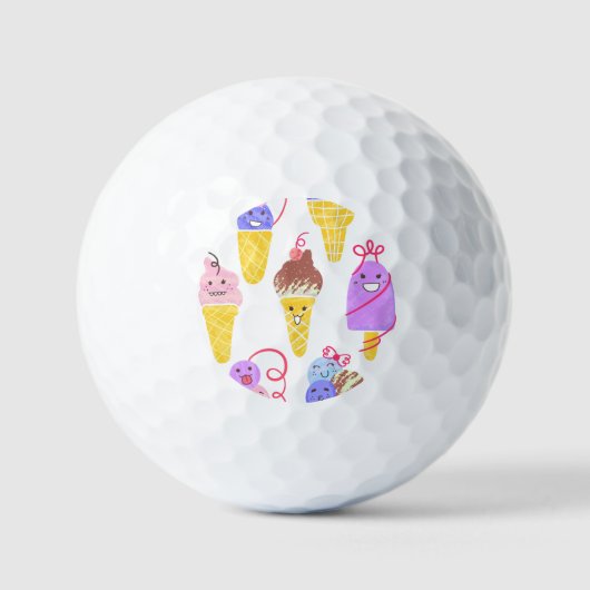 Kawaii Eis, niedlich, nahtlos. Golfball (Vorderseite)