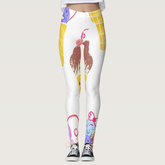 Kawaii Eis, niedlich, nahtlos. Leggings (Vorderseite)