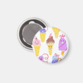 Kawaii Eis, niedlich, nahtlos. Magnet (Vorderseite/Rückseite)