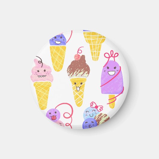 Kawaii Eis, niedlich, nahtlos. Magnet (Vorne)