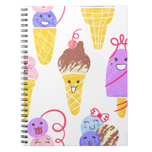 Kawaii Eis, niedlich, nahtlos. Notizblock (Vorderseite)
