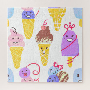 Kawaii Eis, niedlich, nahtlos. Puzzle
