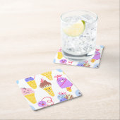 Kawaii Eis, niedlich, nahtlos. Rechteckiger Pappuntersetzer (Vor Ort)