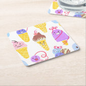 Kawaii Eis, niedlich, nahtlos. Rechteckiger Pappuntersetzer (angewinkelt)