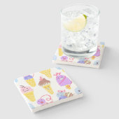 Kawaii Eis, niedlich, nahtlos. Steinuntersetzer (Seitenansicht)