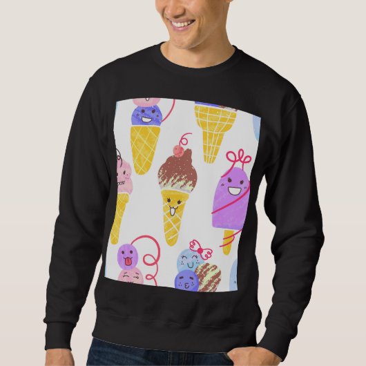 Kawaii Eis, niedlich, nahtlos. Sweatshirt (Vorderseite)