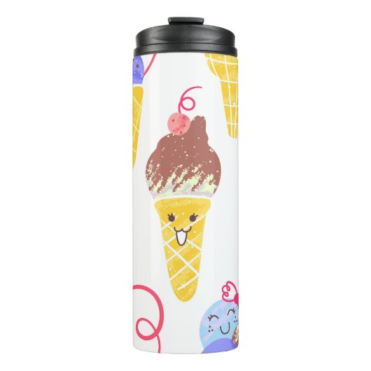 Kawaii Eis, niedlich, nahtlos. Thermosbecher (Vorderseite)