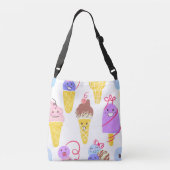 Kawaii Eis, niedlich, nahtlos. Tragetaschen Mit Langen Trägern (Rückseite)