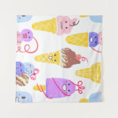 Kawaii Eis, niedlich, nahtlos. Wandteppich (Vorderseite (Horizontal))