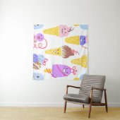 Kawaii Eis, niedlich, nahtlos. Wandteppich (Beispiel (Horizontal))