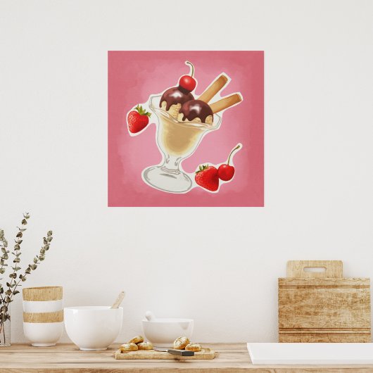 Kawaii-Eis Poster (Küche)