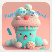 Kawaii-Eis Rechteckiger Pappuntersetzer (Vorderseite)