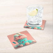 Kawaii-Eis Rechteckiger Pappuntersetzer (Vor Ort)