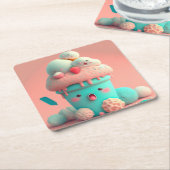 Kawaii-Eis Rechteckiger Pappuntersetzer (angewinkelt)