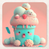 Kawaii-Eis Rechteckiger Pappuntersetzer (Vorderseite)