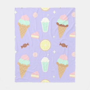 Kawaii-Eis-Süßigkeiten-Muster Fleecedecke