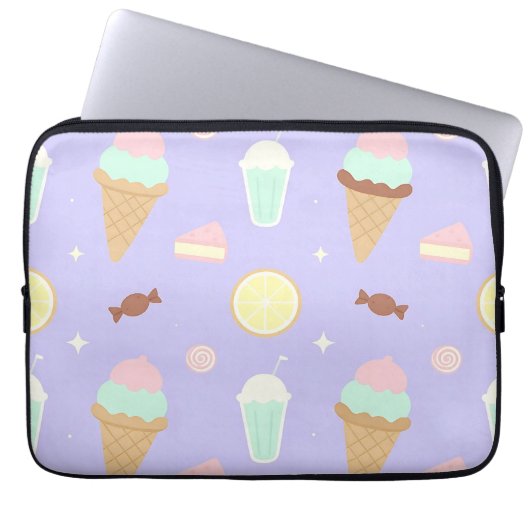 Kawaii-Eis-Süßigkeiten-Muster Laptopschutzhülle (Vorderseite)