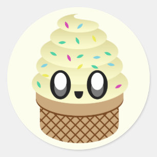 kawaii Eis Vanille Streusel Runder Aufkleber