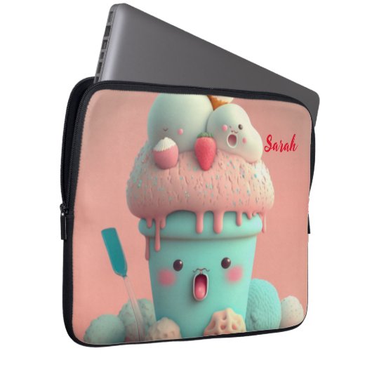 Kawaii-Eisbecher Laptopschutzhülle (Vorne Rechts)