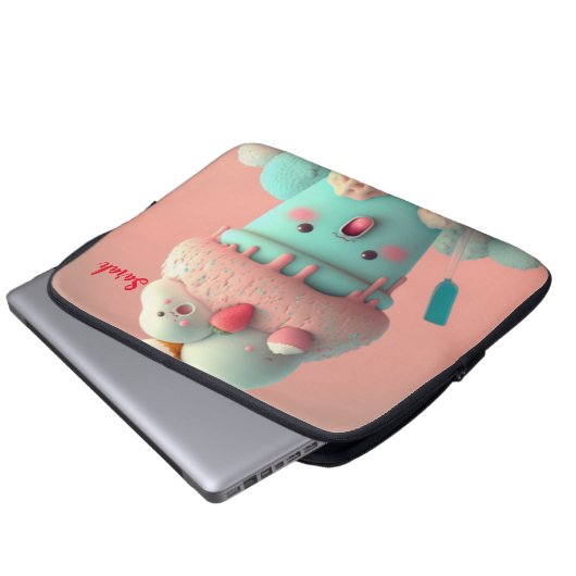 Kawaii-Eisbecher Laptopschutzhülle (Vorne Knopf)