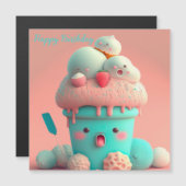 Kawaii-Eisbecher Magnetkarte (Vorne/Hinten)