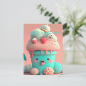 Kawaii-Eisbecher Postkarte (Stehend Vorderseite)