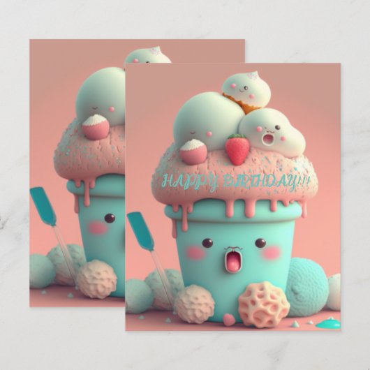 Kawaii Eisbecherkarte (Vorne/Hinten)