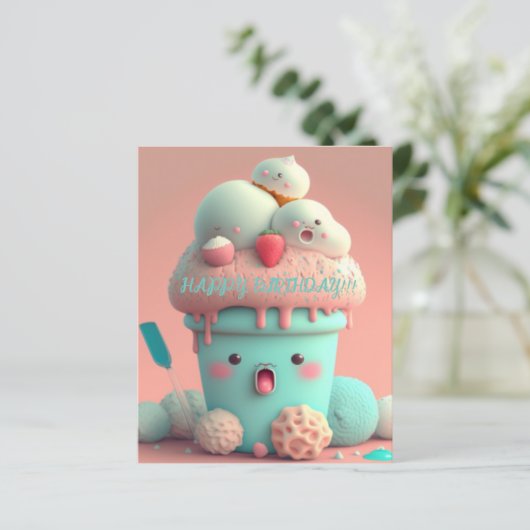 Kawaii Eisbecherkarte (Stehend Vorderseite)