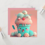 Kawaii Eisbecherkarte Karte (Vorderseite/Rückseite Beispiel)