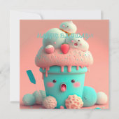 Kawaii Eisbecherkarte Karte (Vorderseite)