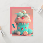 Kawaii Eisbecherkarte Karte (Vorderseite/Rückseite Beispiel)