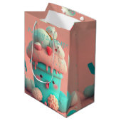Kawaii Eiscreme Becher Medium Geschenktasche Mittlere Geschenktüte (Vorderseite Schrägansicht)