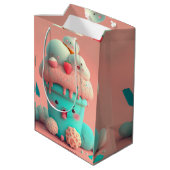 Kawaii Eiscreme Becher Medium Geschenktasche Mittlere Geschenktüte (Rückseite Schrägansicht)