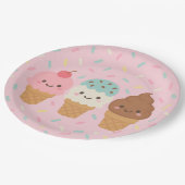 Kawaii-Eiscreme-Geburtstagspapierteller Pappteller (Schrägansicht)